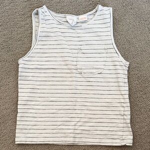 Zara White and Gray Striped Kids Tank Top